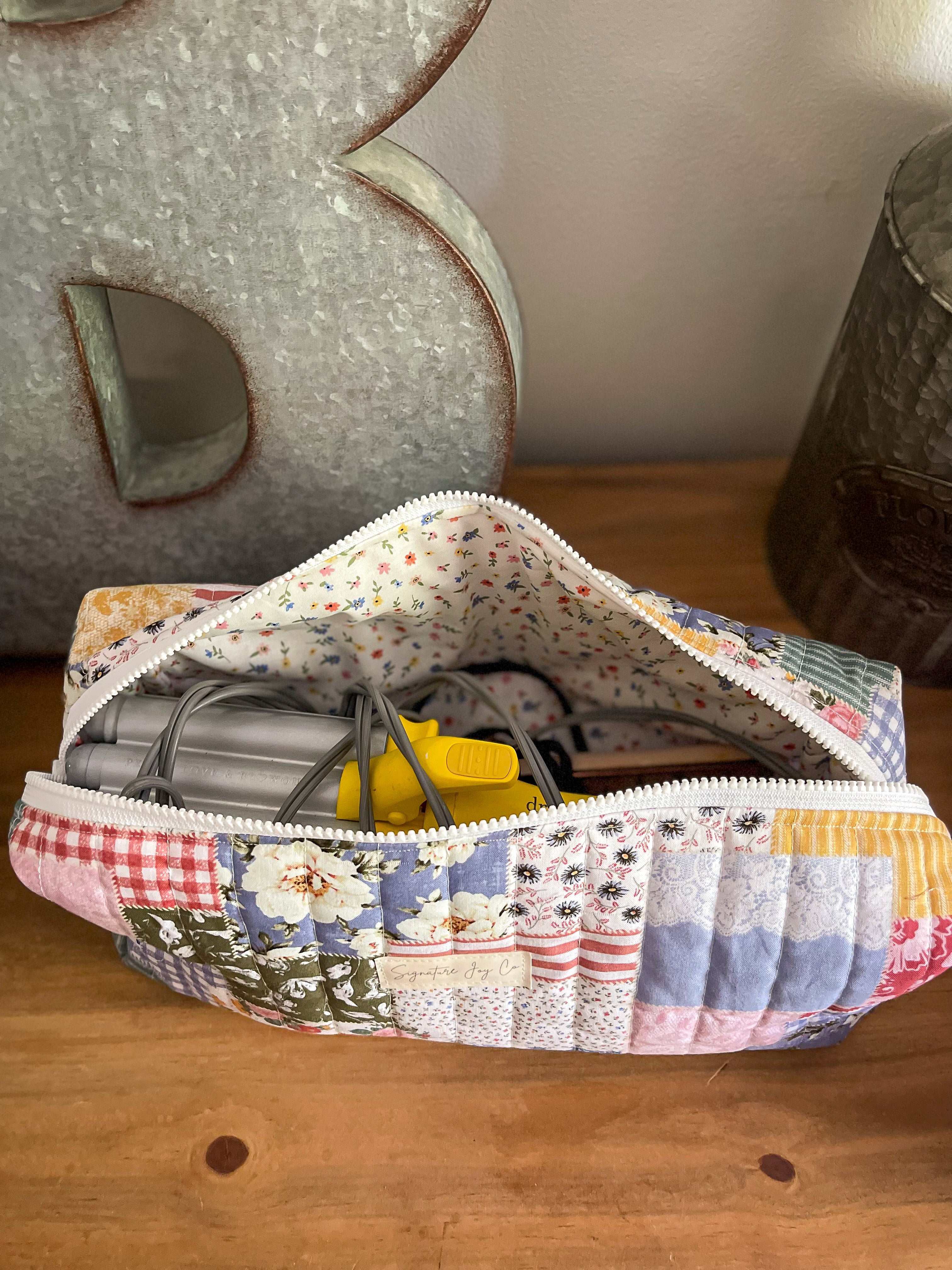 Sage Garden Quilted Hair Tools Bag