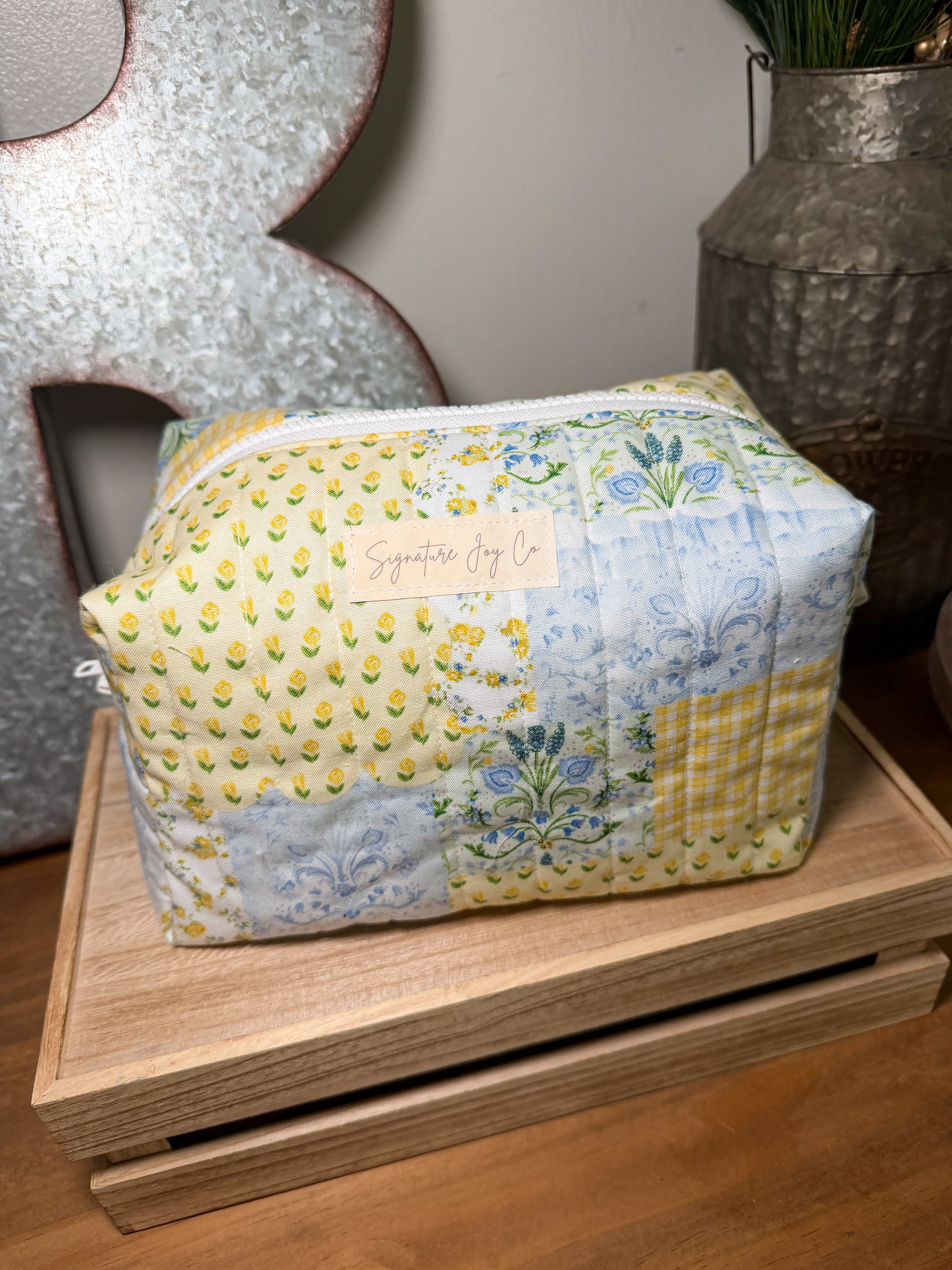 Green Patchwork Signature Makeup Bag