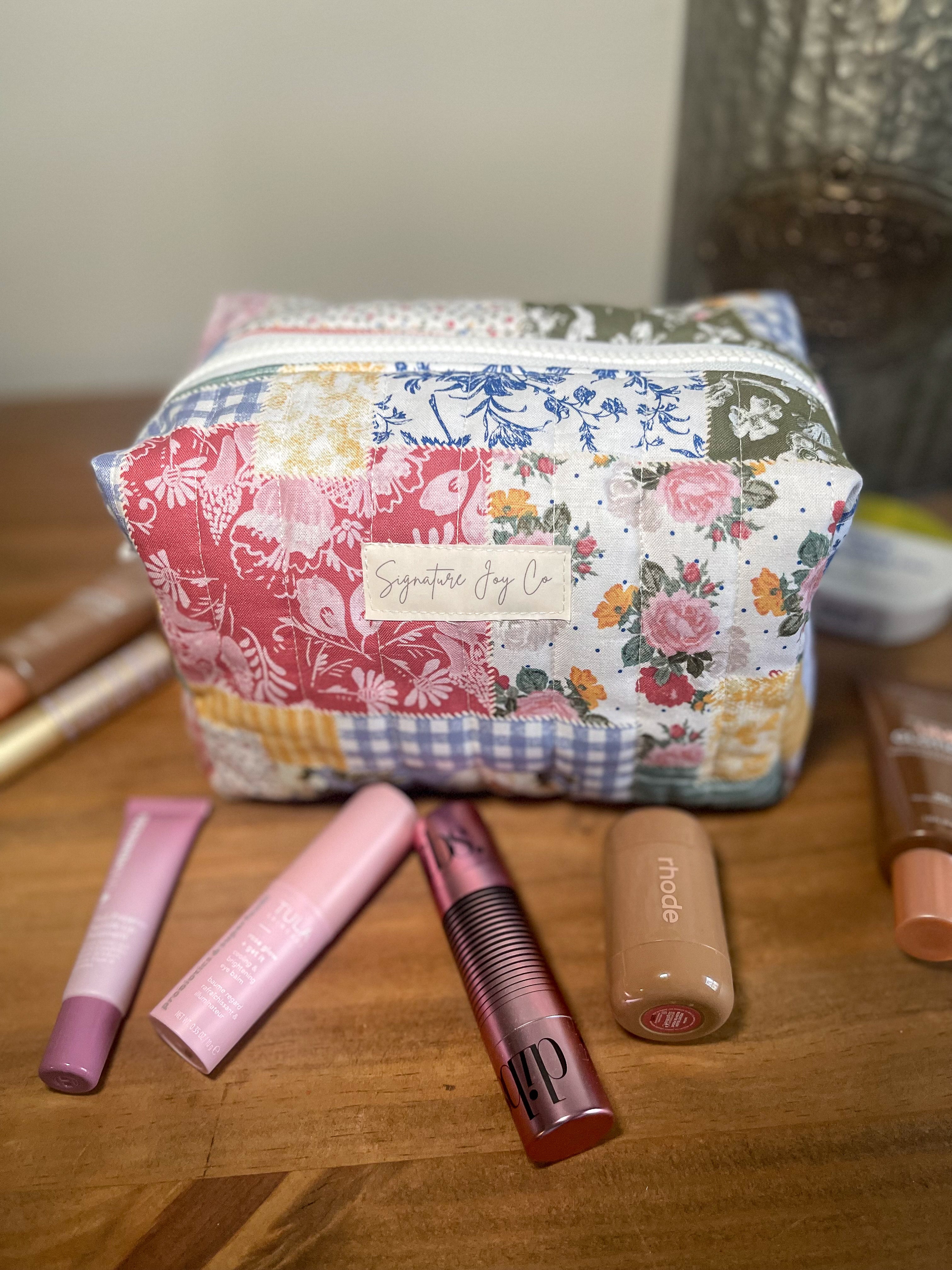 Sage Garden Patchwork Quilted Pouch | Handmade Cosmetic Bag