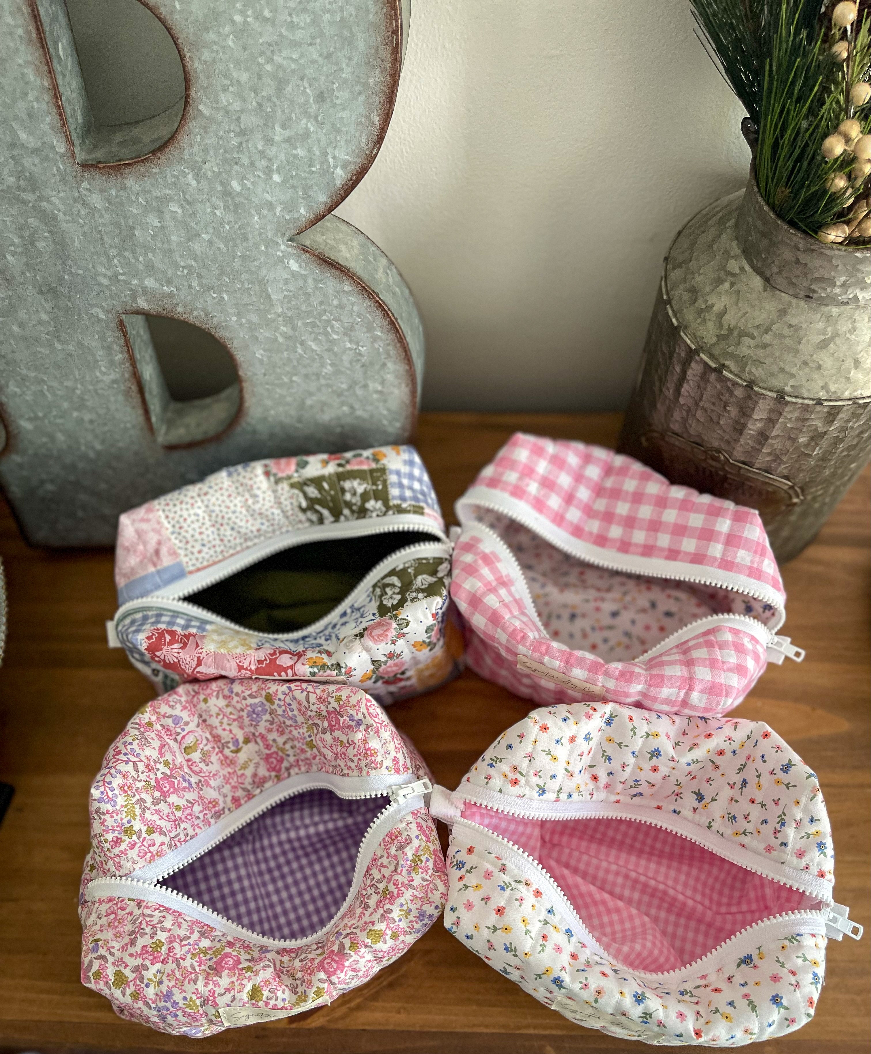 Sage Garden Patchwork Quilted Pouch | Handmade Cosmetic Bag